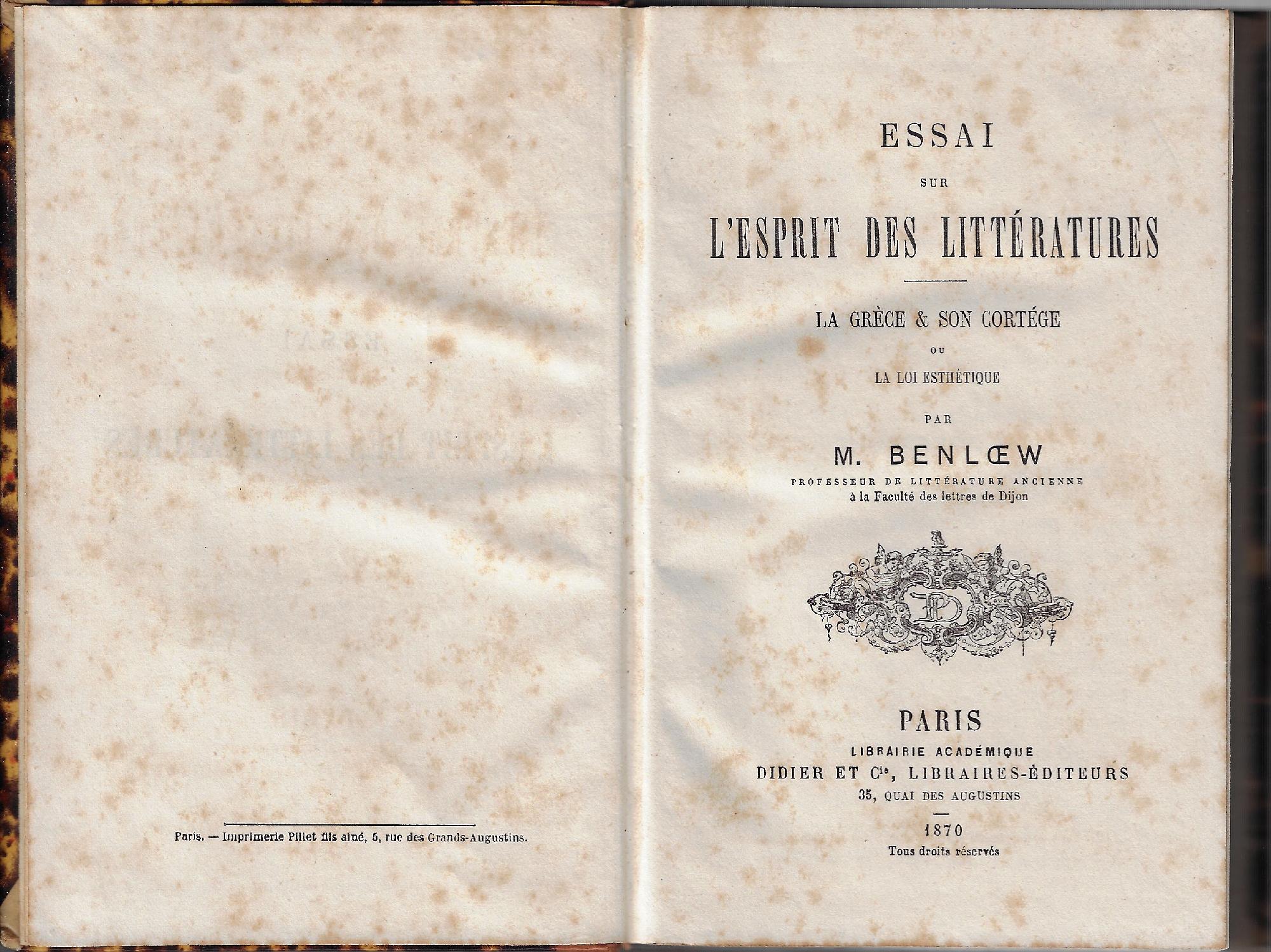 Essai sur l'esprit des littératures : la Grèce &amp; son …