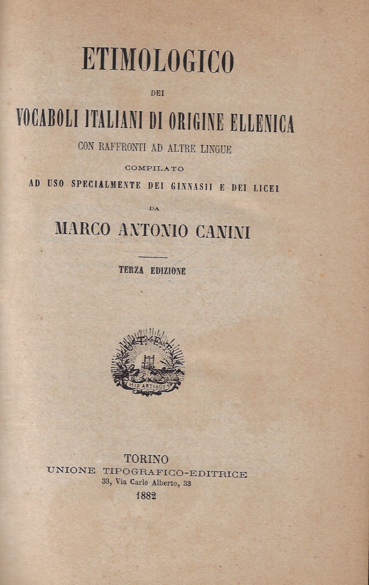 Etimologico dei vocaboli italiani di origine ellenica