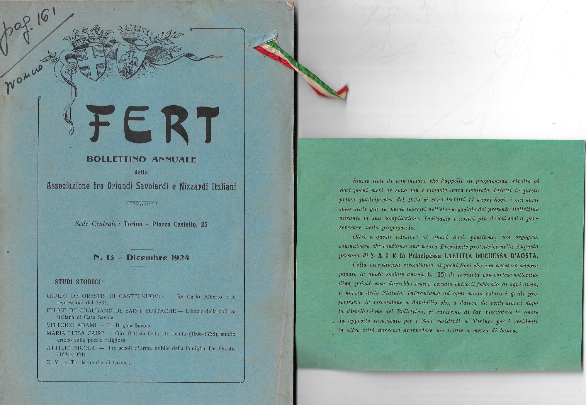 Fert: bollettino annuale della Associazione fra oriundi savoiardi e nizzardi …
