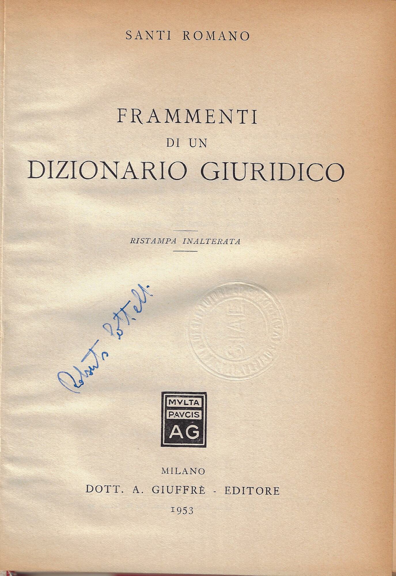 Frammenti di un dizionario giuridico