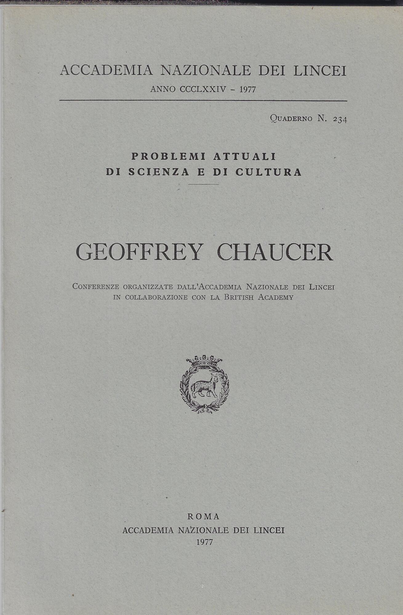Geoffrey Chaucer : Conferenze organizzate dall'Accademia Nazionale dei Lincei in …