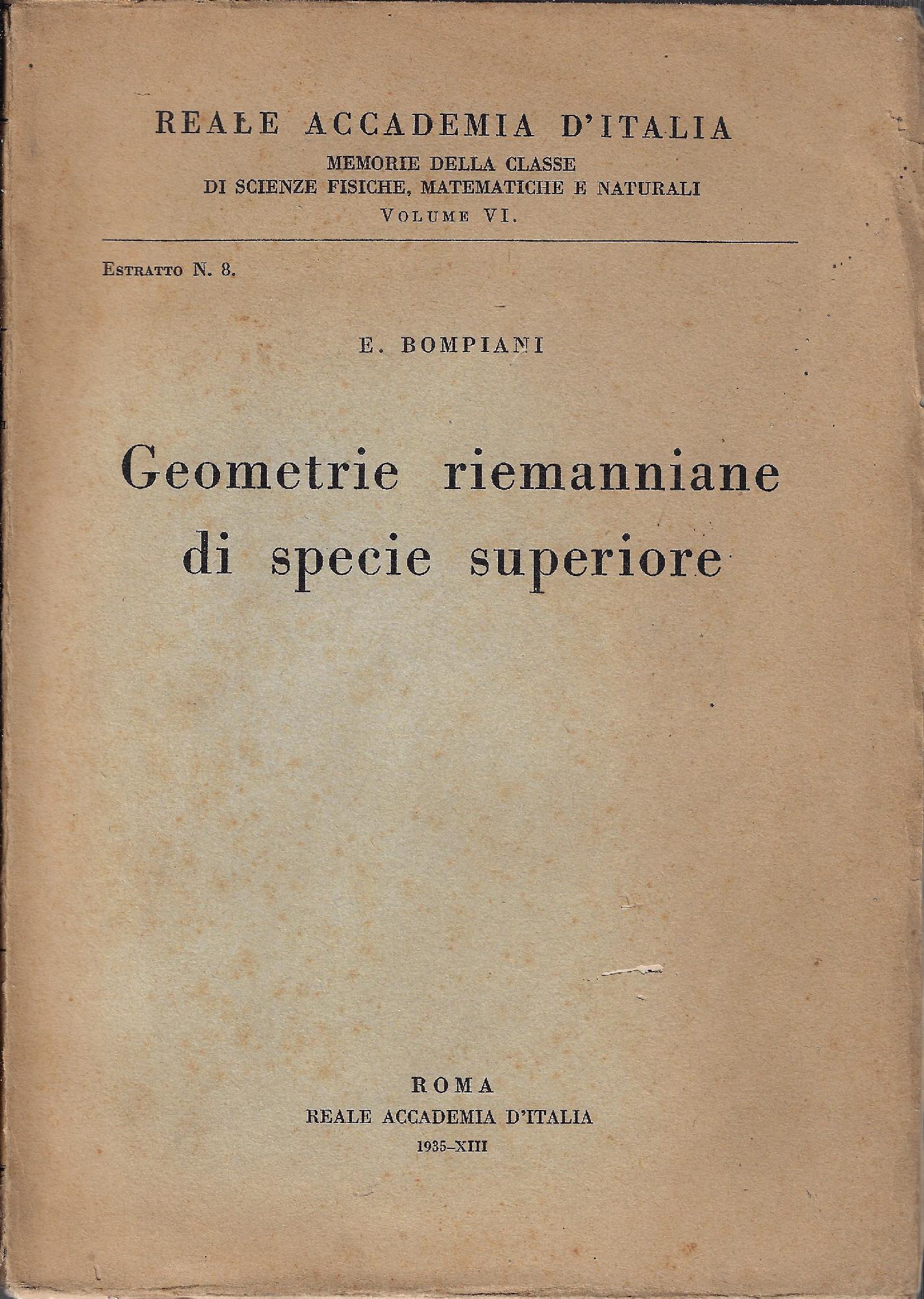 Geometrie riemanniane di specie superiore