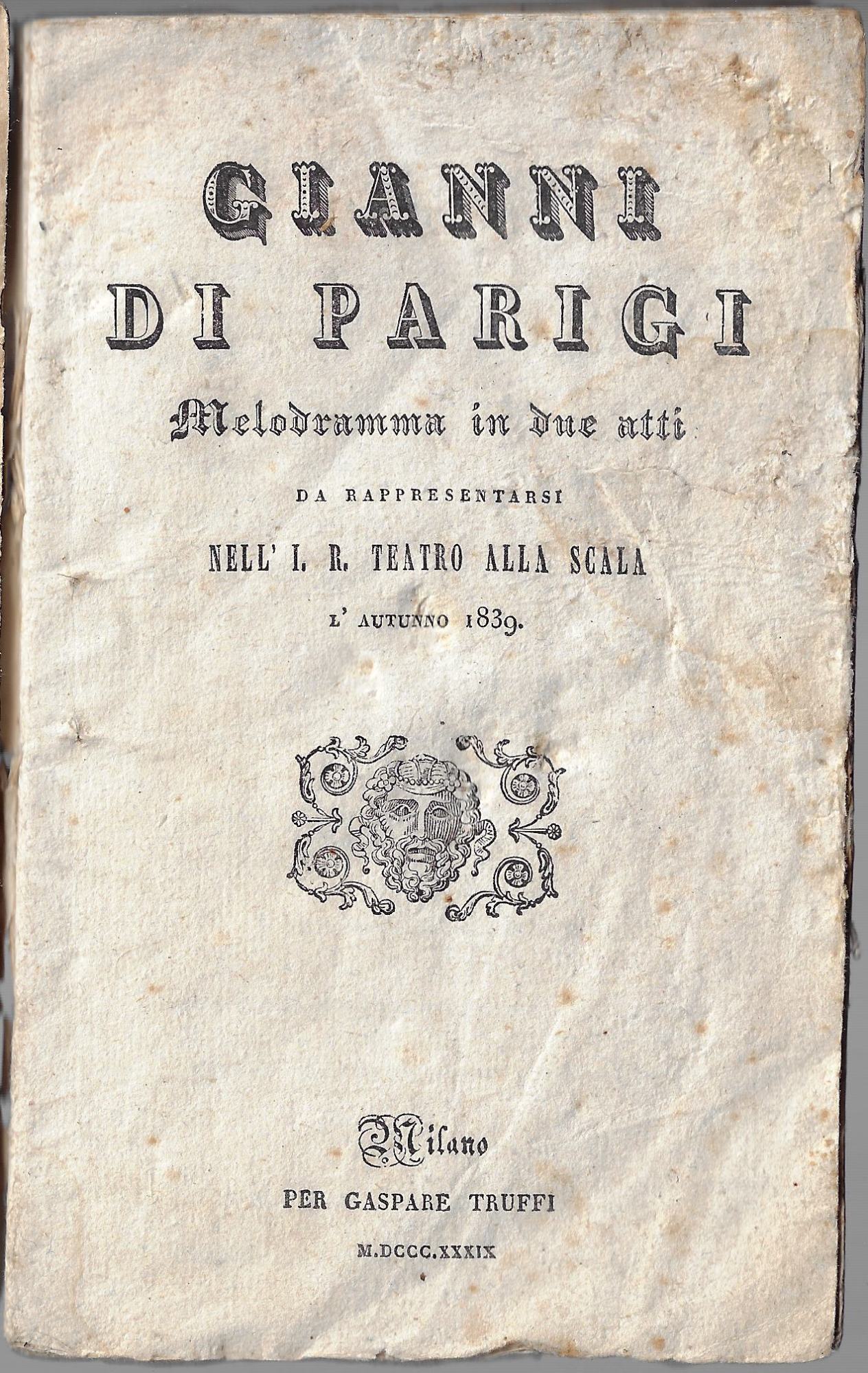 Gianni di Parigi : melodramma in due atti : da …