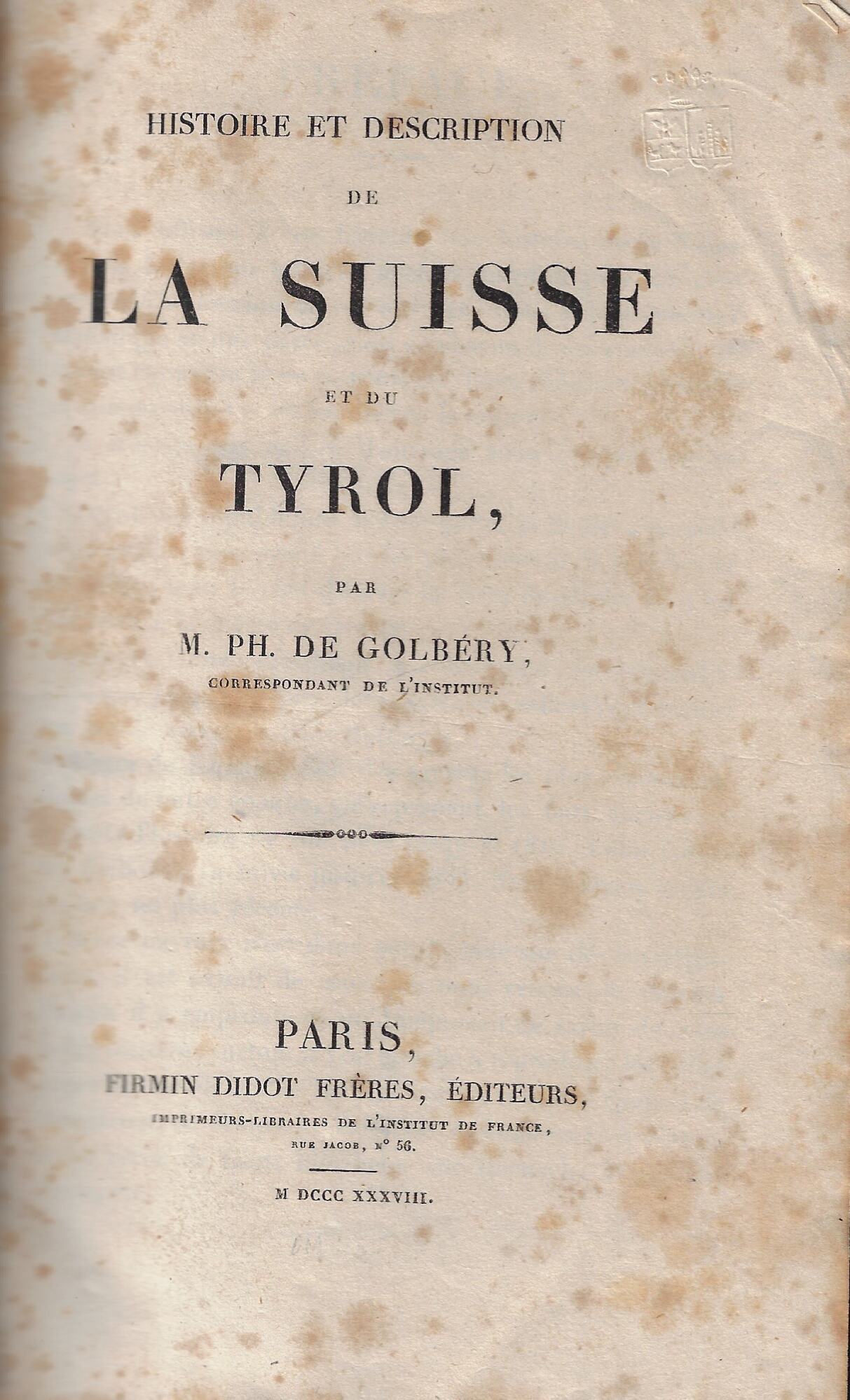 Histoire et description de la Suisse et du Tyrol