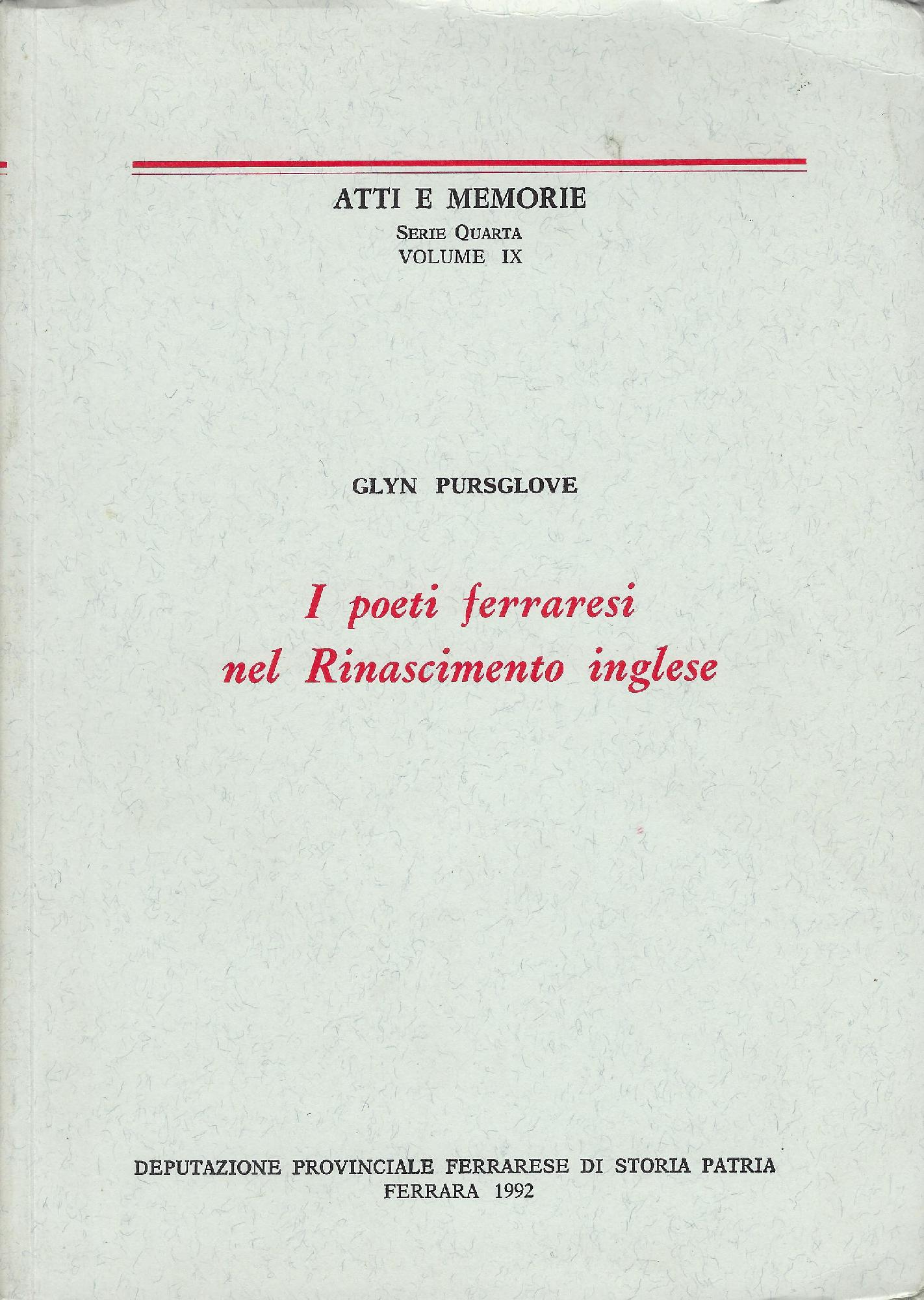I poeti ferraresi nel Rinascimento inglese