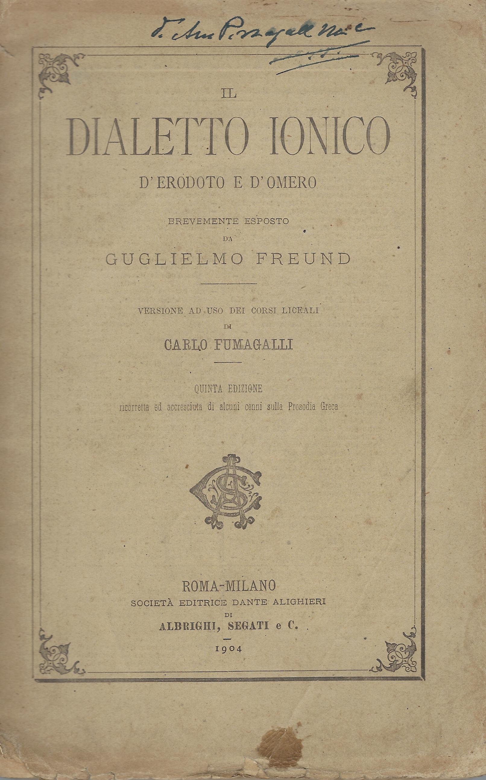 Il dialetto ionico d'Erodoto e d'Omero