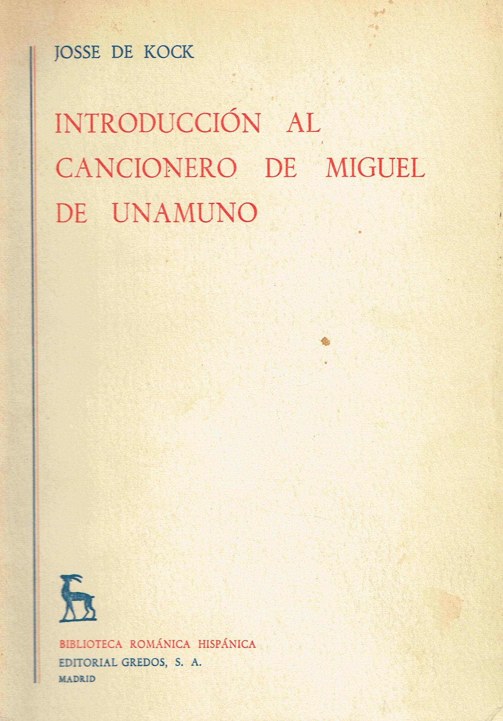 Introducción al Cancionero de Miguel de Unamuno