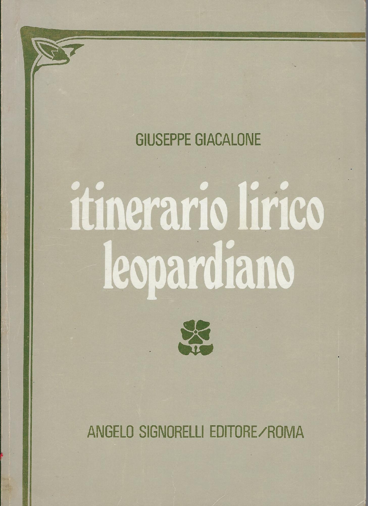 Itinerario lirico leopardiano : canti scelti