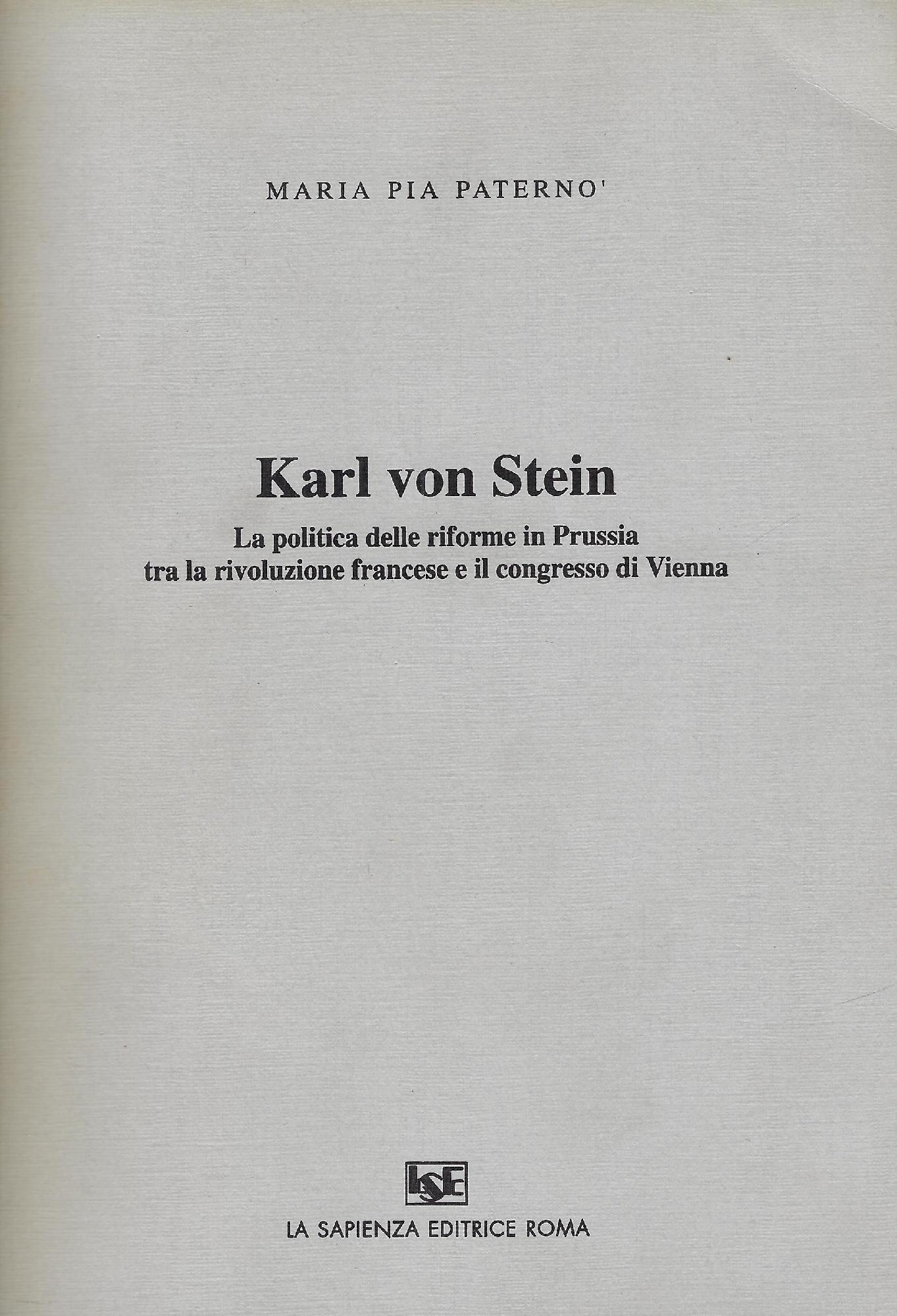 Karl Von Stein: la politica delle riforme in prussia tra …