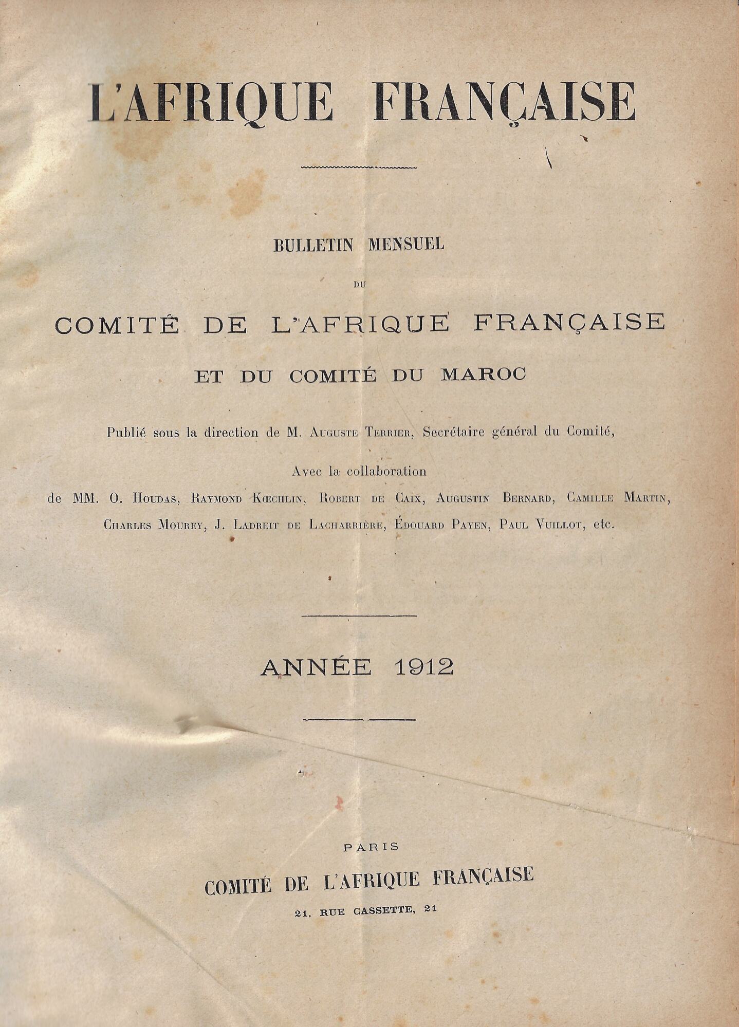 L' Afrique francaise : bulletin mensuel du Comite de l'Afrique …