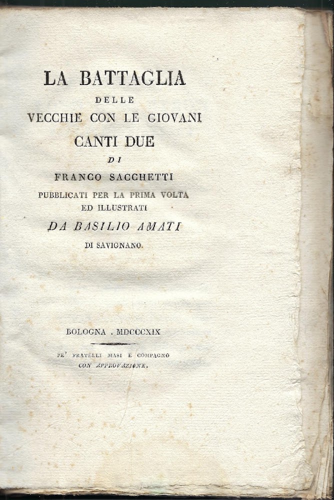 La battaglia delle vecchie con le giovani canti due di …