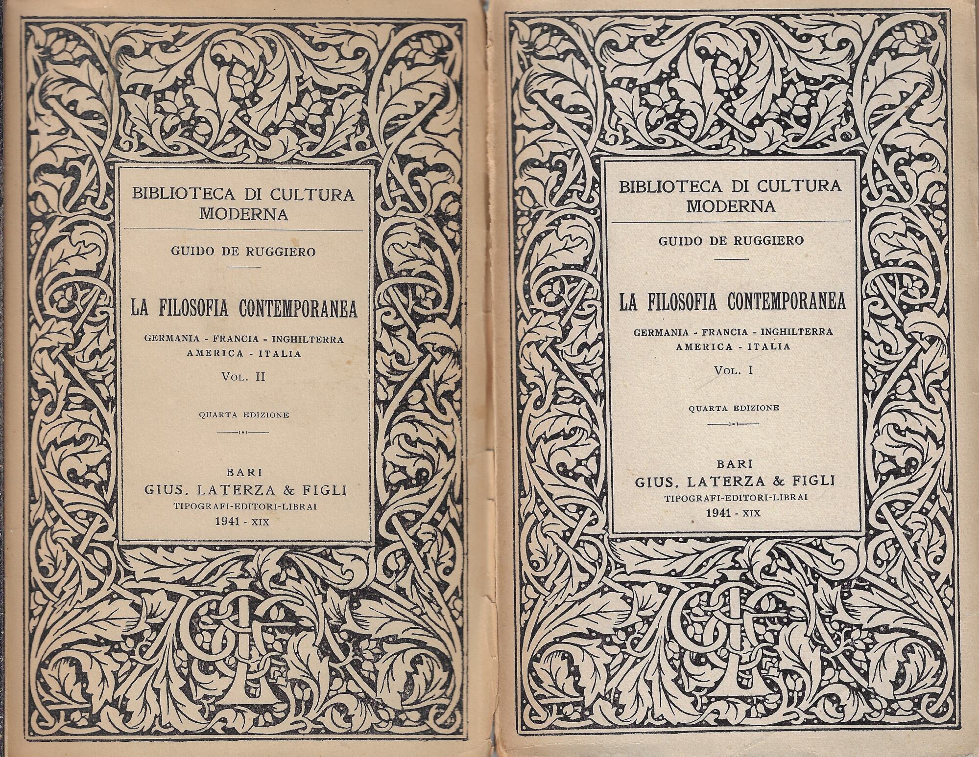 La filosofia contemporanea, primo e secondo volume