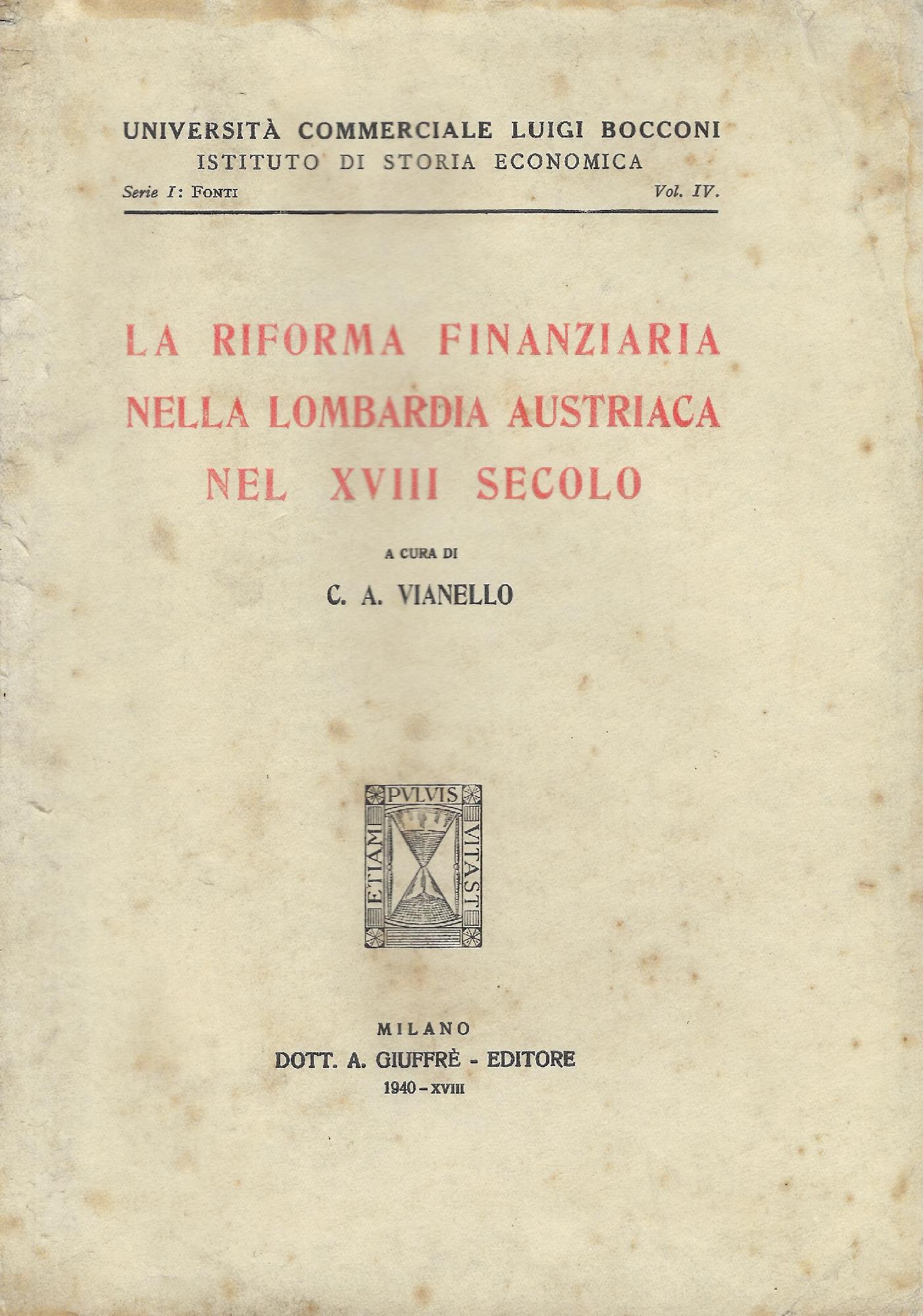 La riforma finanziaria nella Lombardia austriaca nel XVIII secolo