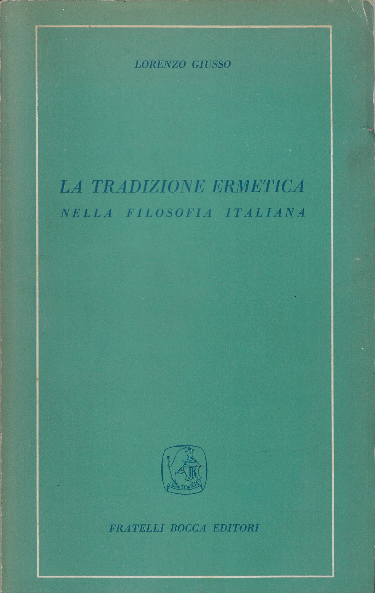 La tradizione ermetica nella filosofia italiana