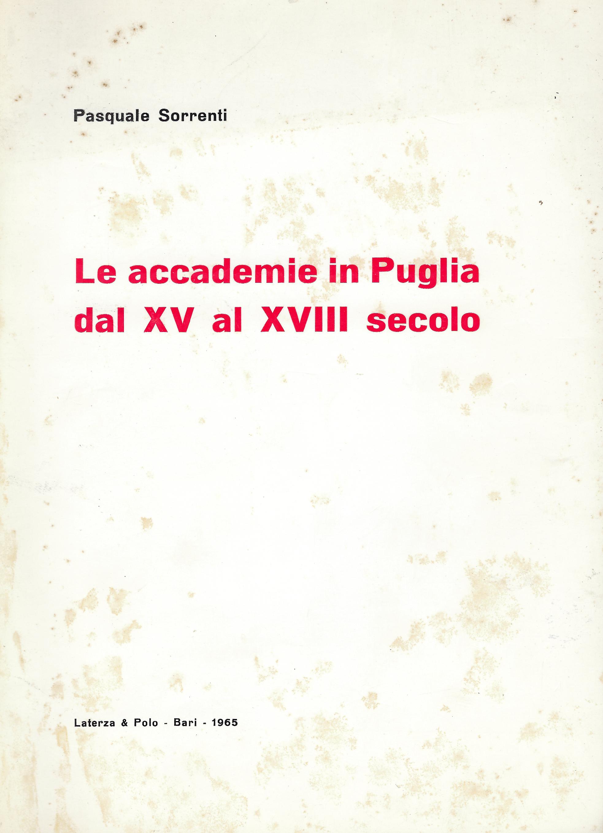 Le accademie in Puglia dal XV al XVIII secolo