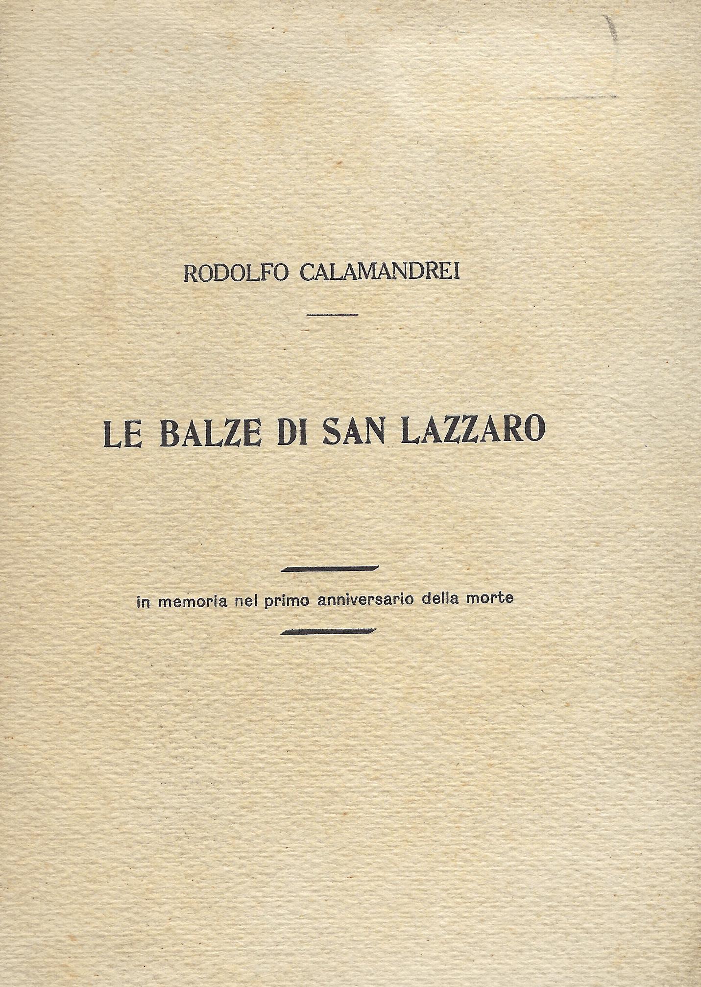 Le balze di san Lazzaro : in memoria nel primo …