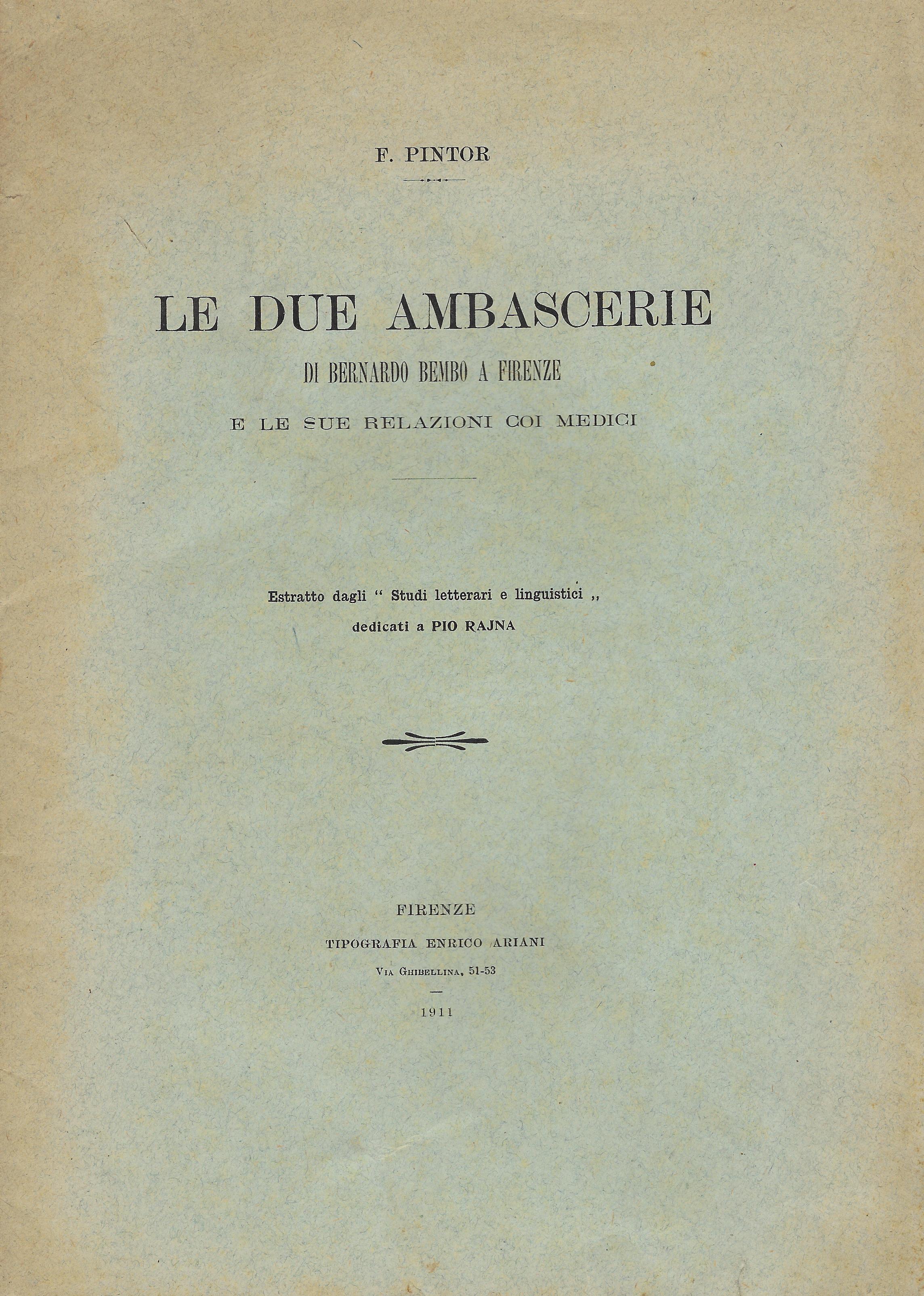 Le due ambascerie di Bernardo Bembo a Firenze e le …