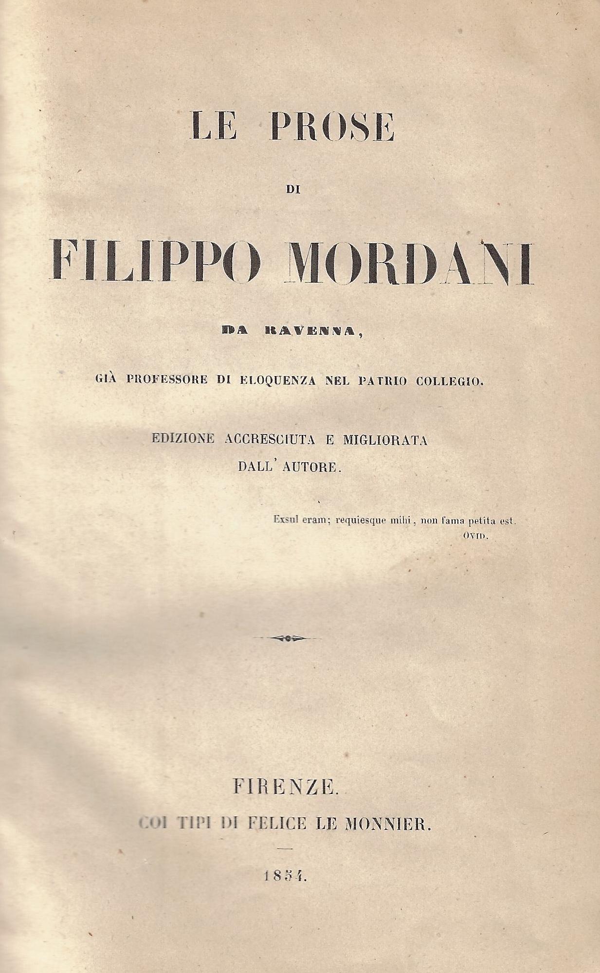 Le prose di Filippo Mordani da Ravenna