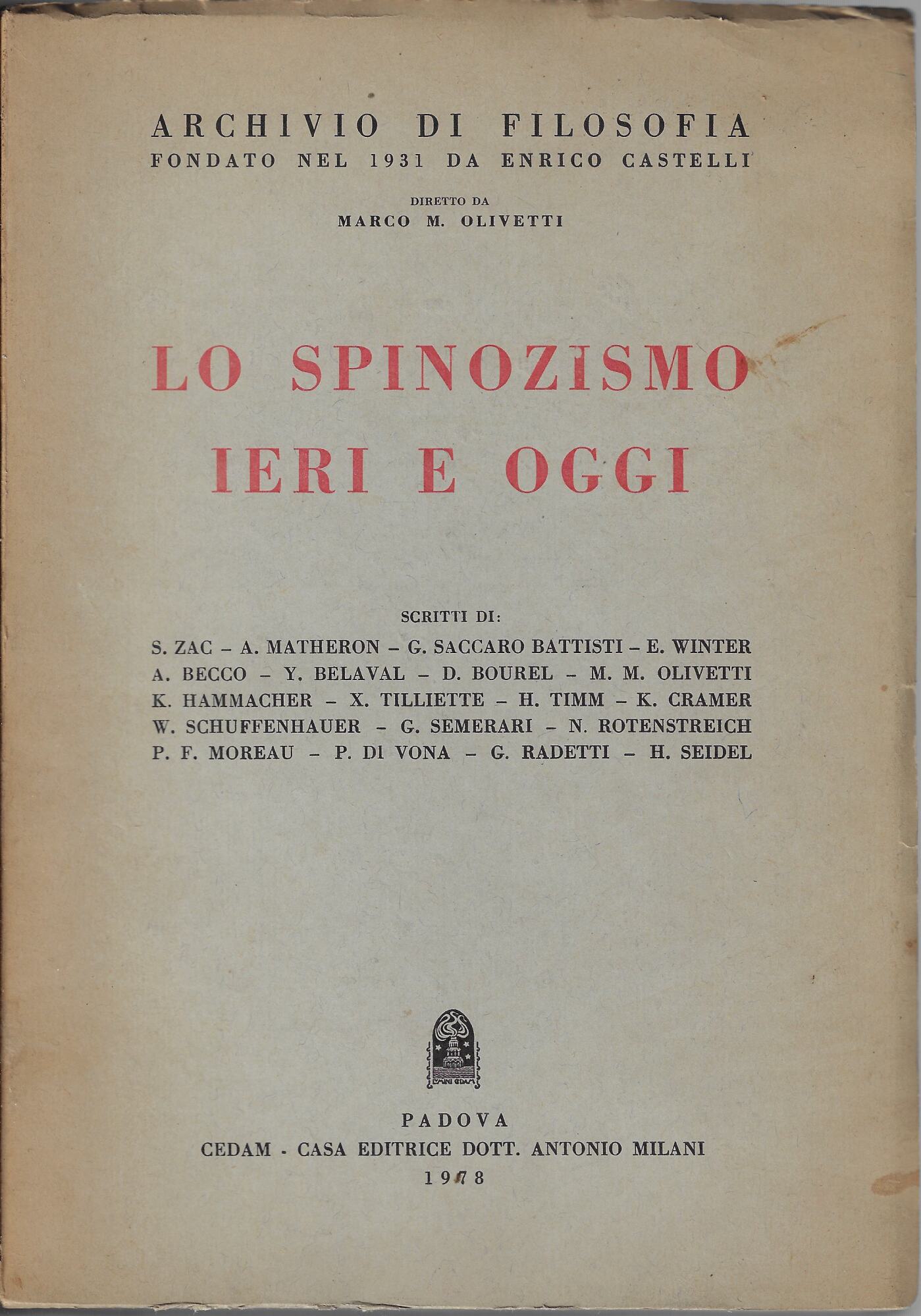 Lo spinozismo ieri e oggi