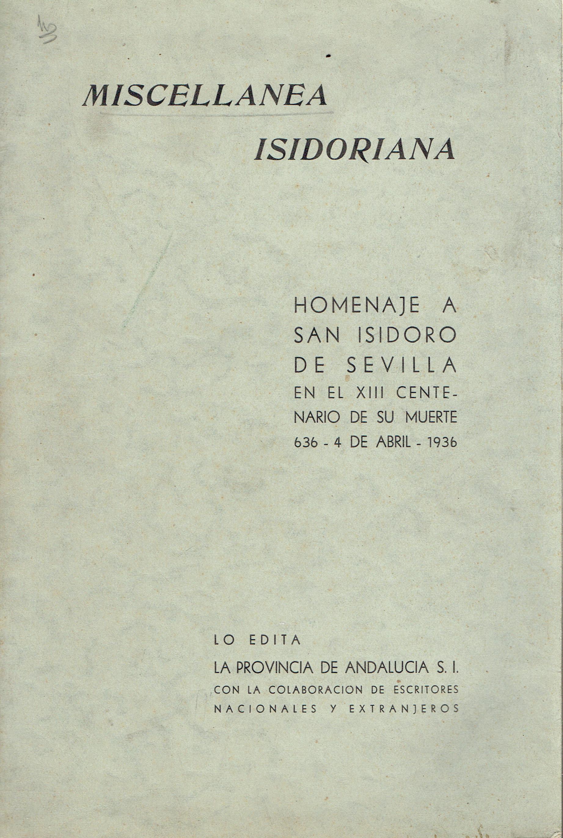 Miscellanea isidoriana : homenaje a S. Isidoro de Sevilla en …