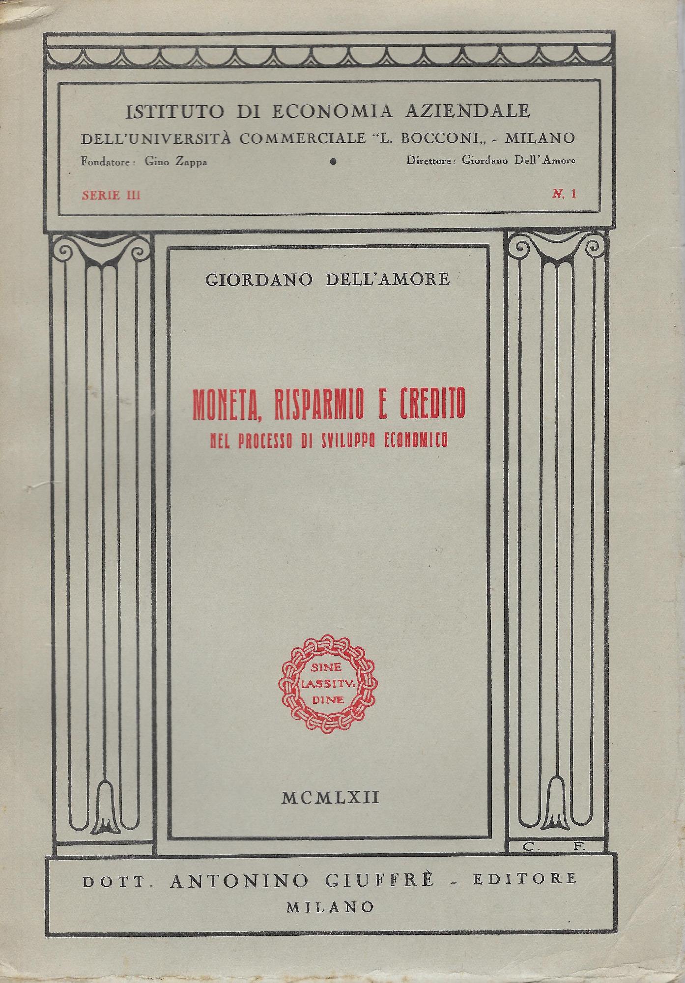 Moneta, Risparmio e Credito nel processo do sviluppo economico