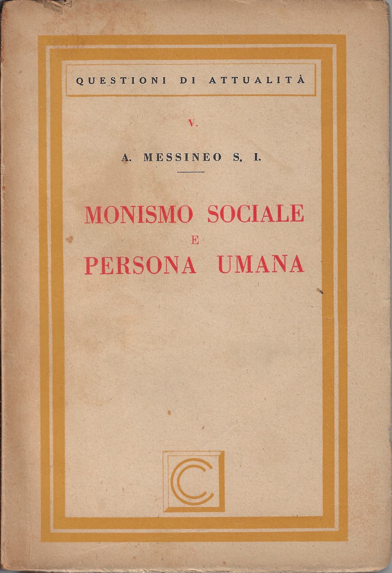 Monismo sociale e persona umana
