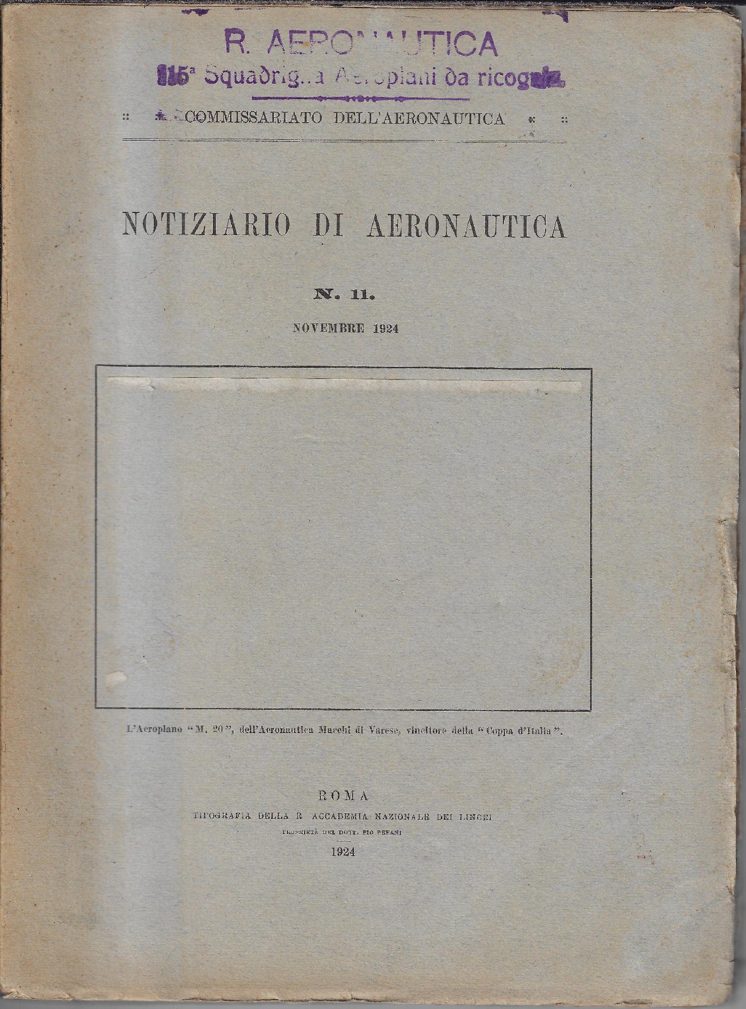 Notiziario di aeronautica n. 11, novembre 1924
