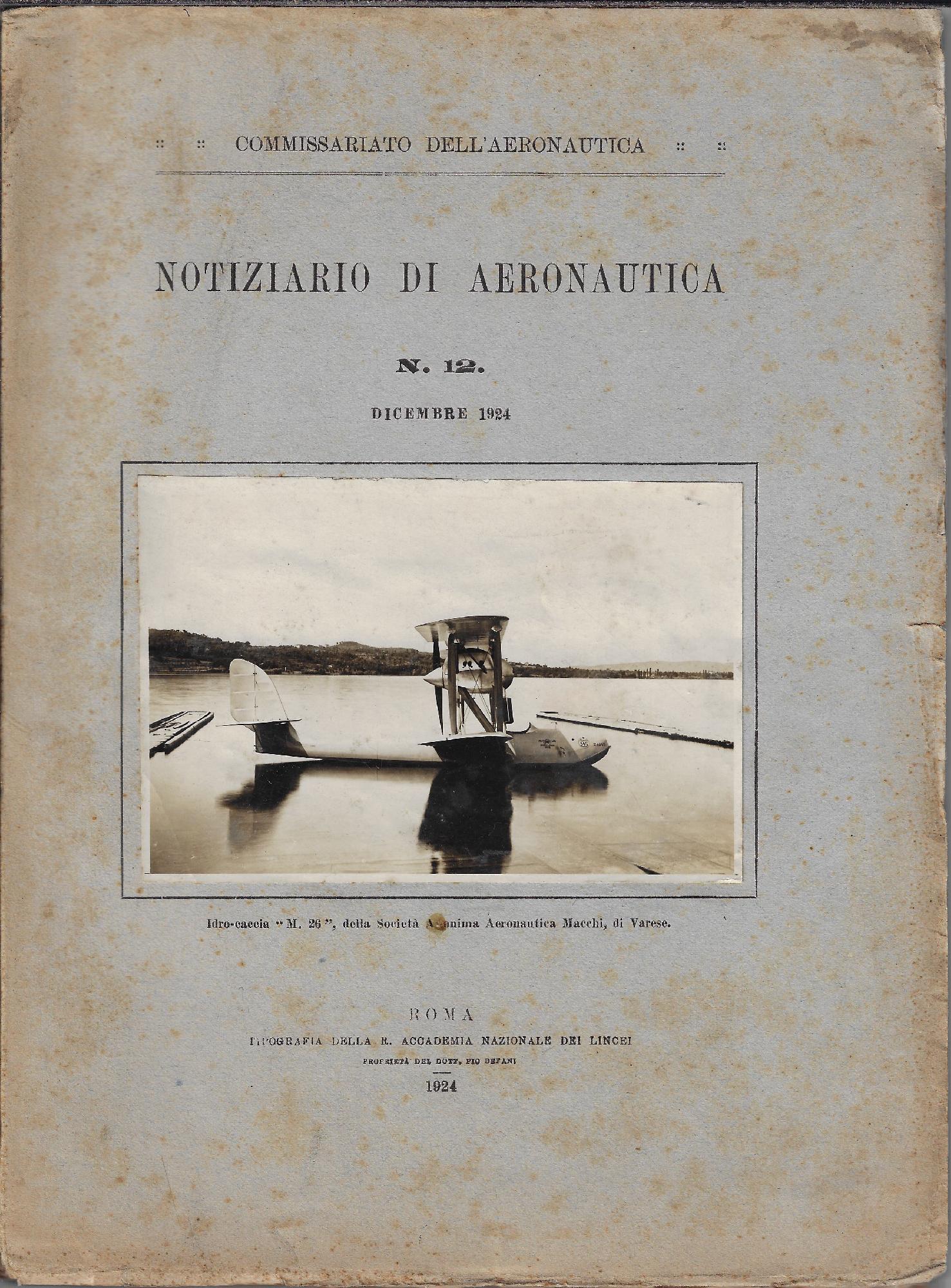 Notiziario di aeronautica n. 12, dicembre 1924