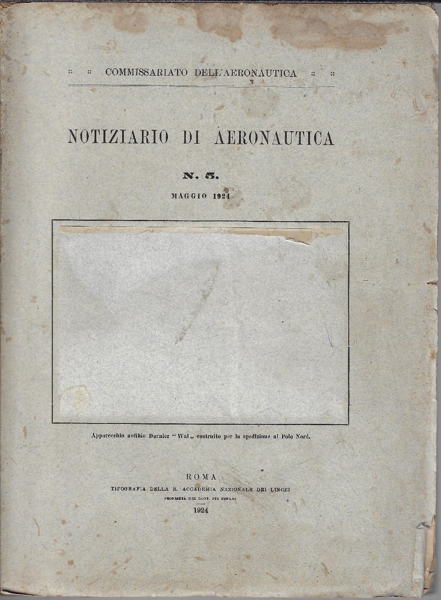 Notiziario di aeronautica n. 5 - maggio 1924