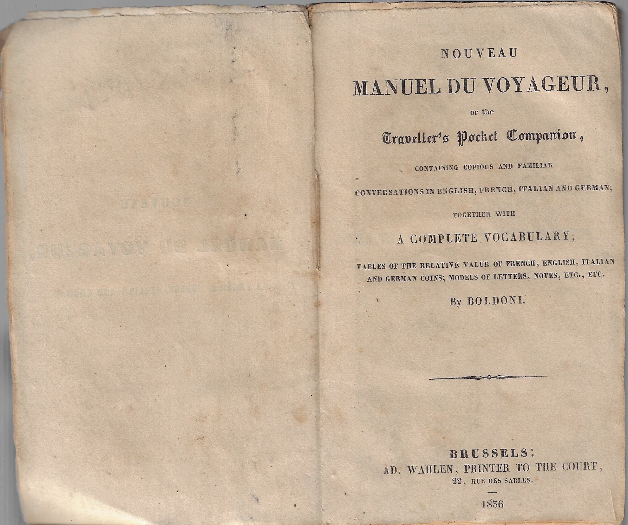 Nouveau manuel du voyageur, or the Traveller's pocket companion, containing …