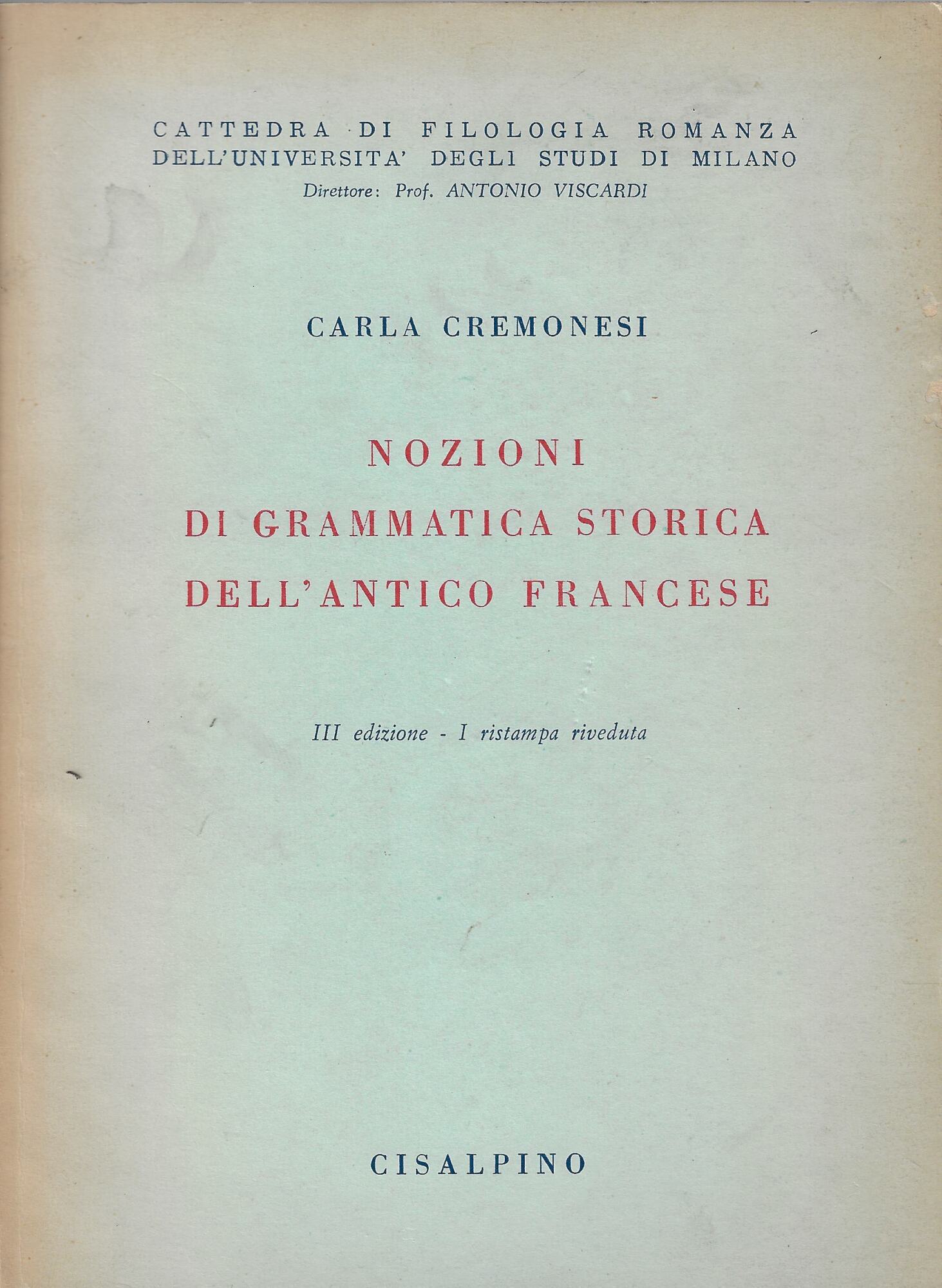 Nozioni di grammatica storica dell'antico francese