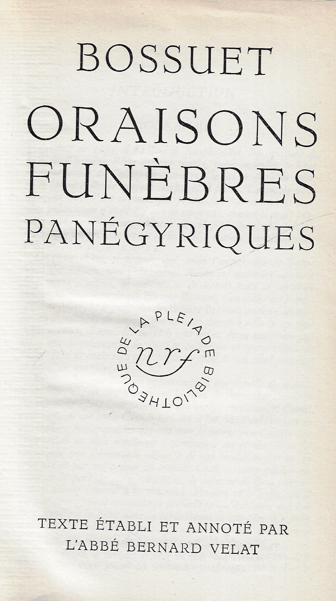 Oraison funèbres, panégyriques
