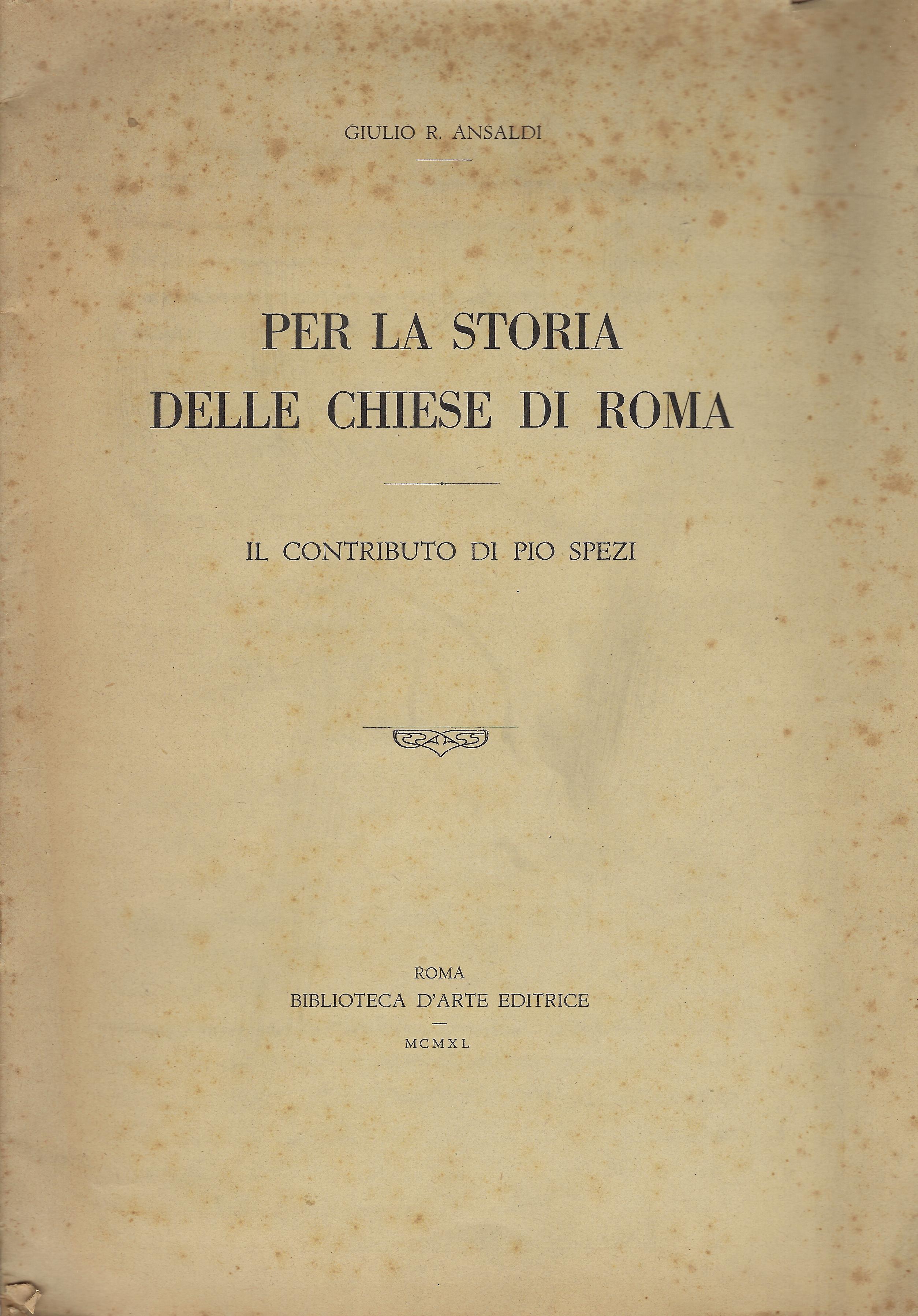 Per la storia delle chiese di Roma : il contributo …