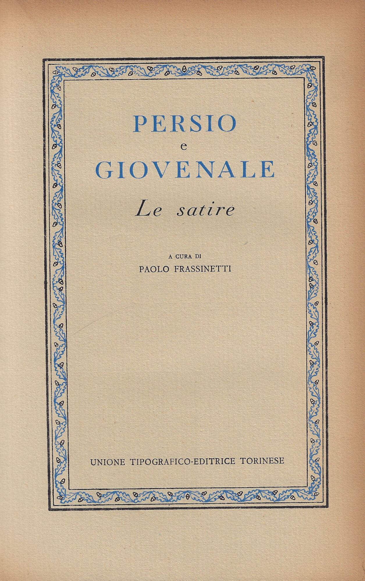 Persio e Giovenale : le Satire