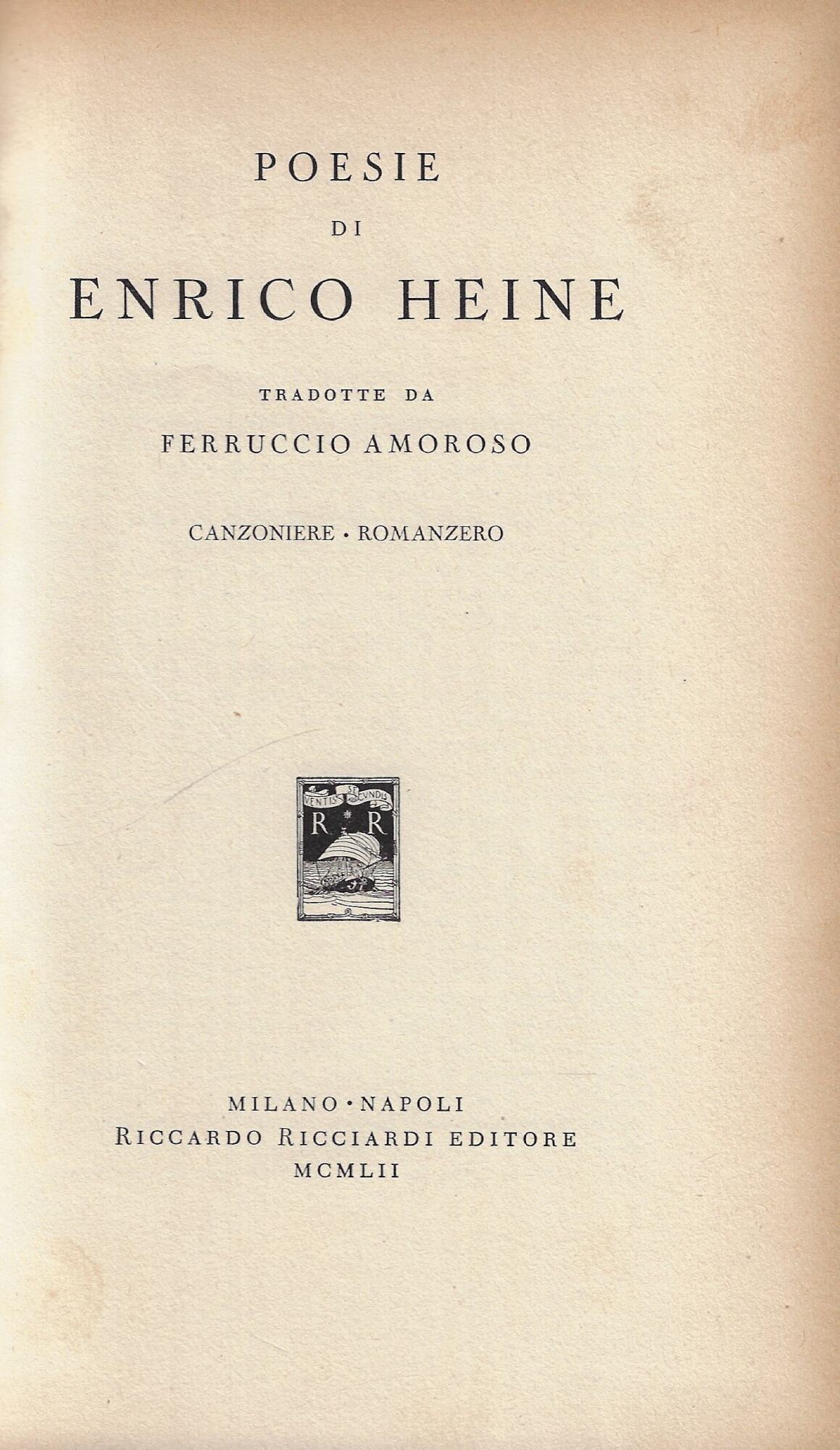 Poesie di Enrico Heine : Canzoniere ; Romanzero