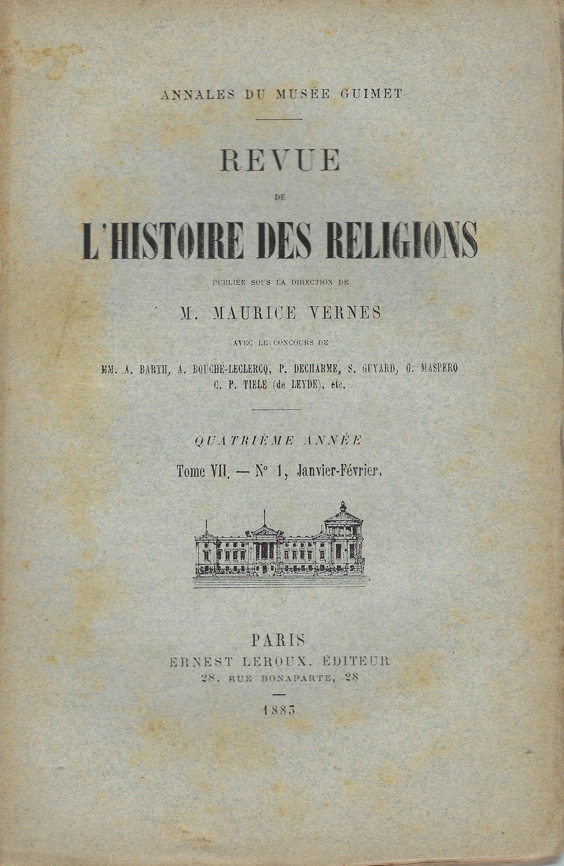 Revue de l'histoire des religions: Annales du Musée Guimet. Quatrième …