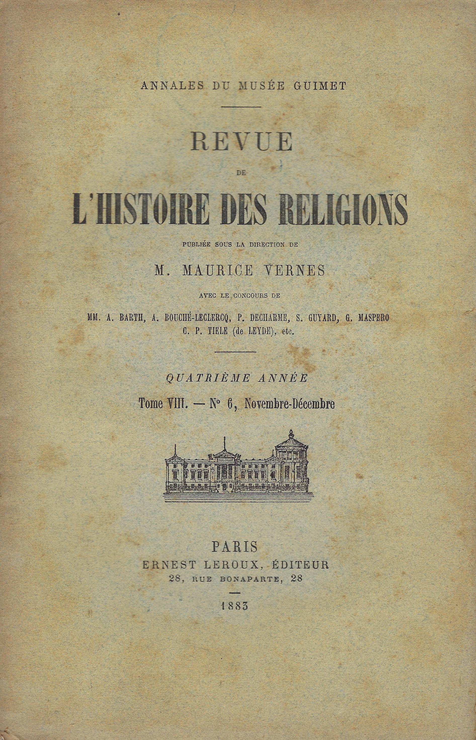 Revue de l'histoire des religions: Annales du Musée Guimet. Quatrième …