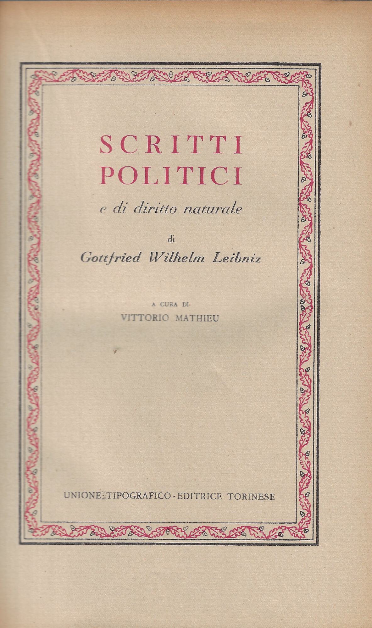 Scritti politici e di diritto naturale