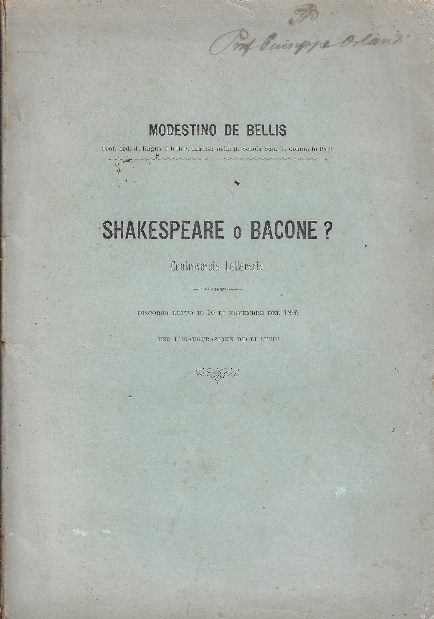 Shakespeare o Bacone ? Controversia letteraria : discorso letto il …