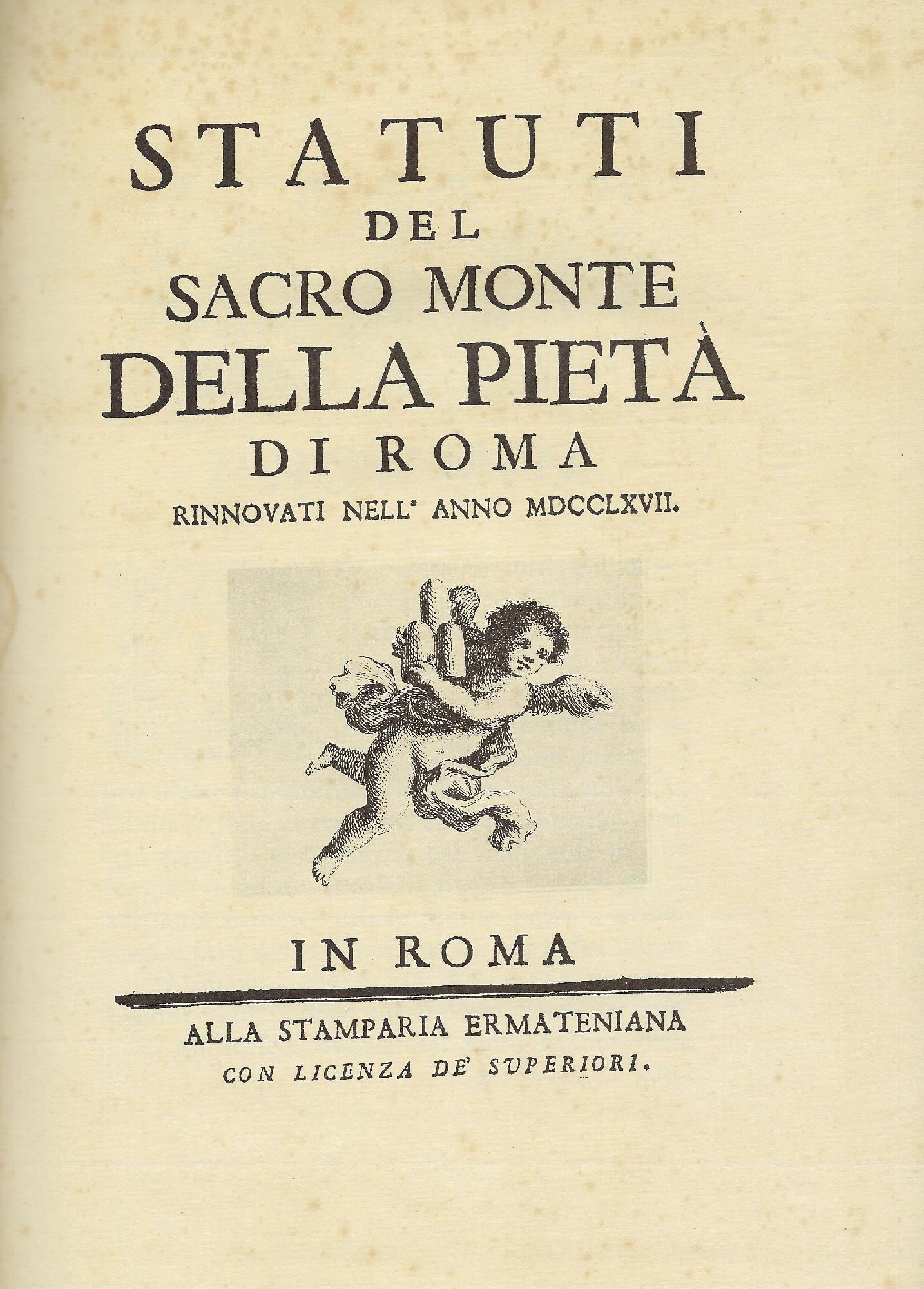 Statuti del sacro monte della pietà di Roma