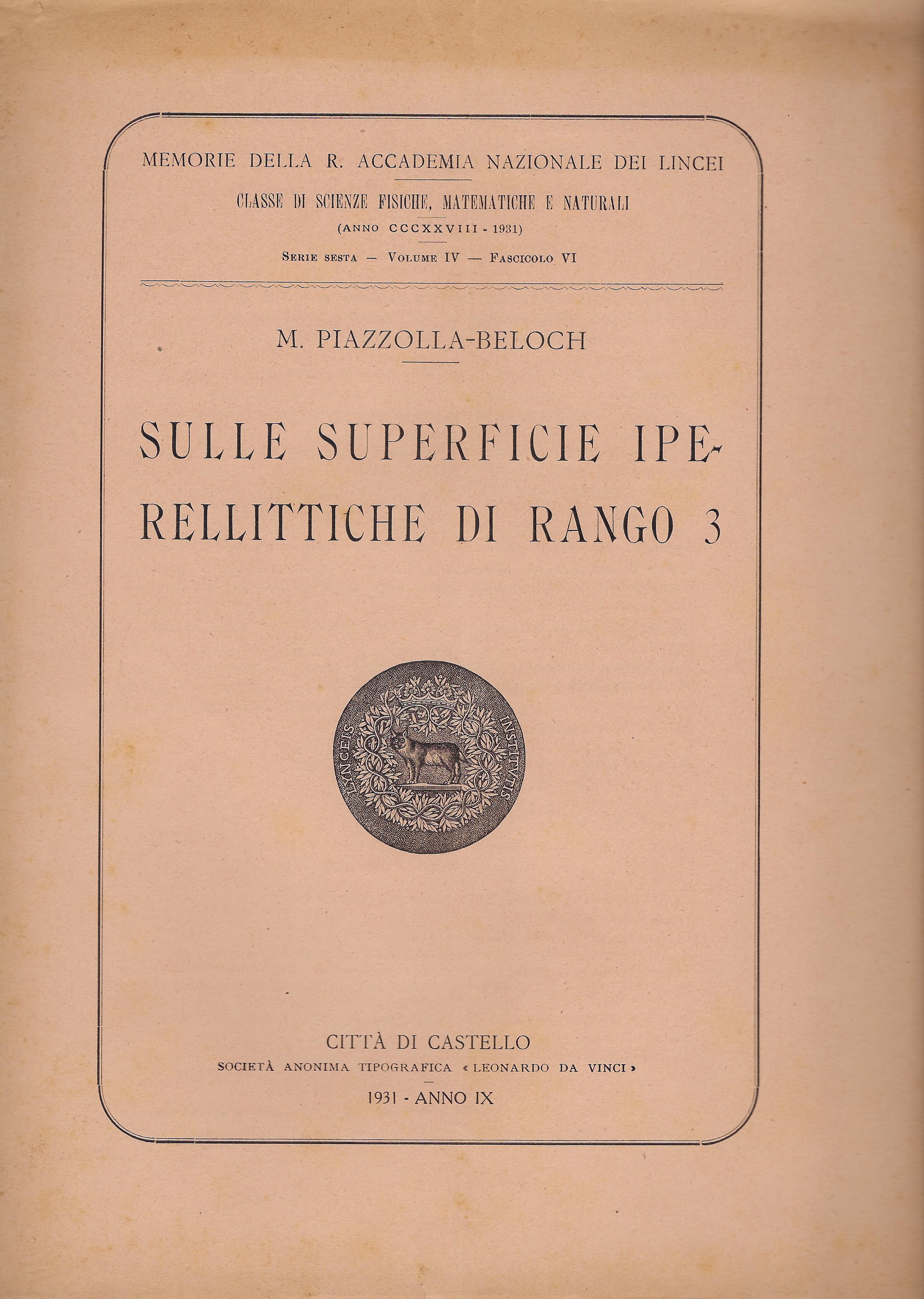 Sulle superficie iperellittiche di rango 3 : memoria