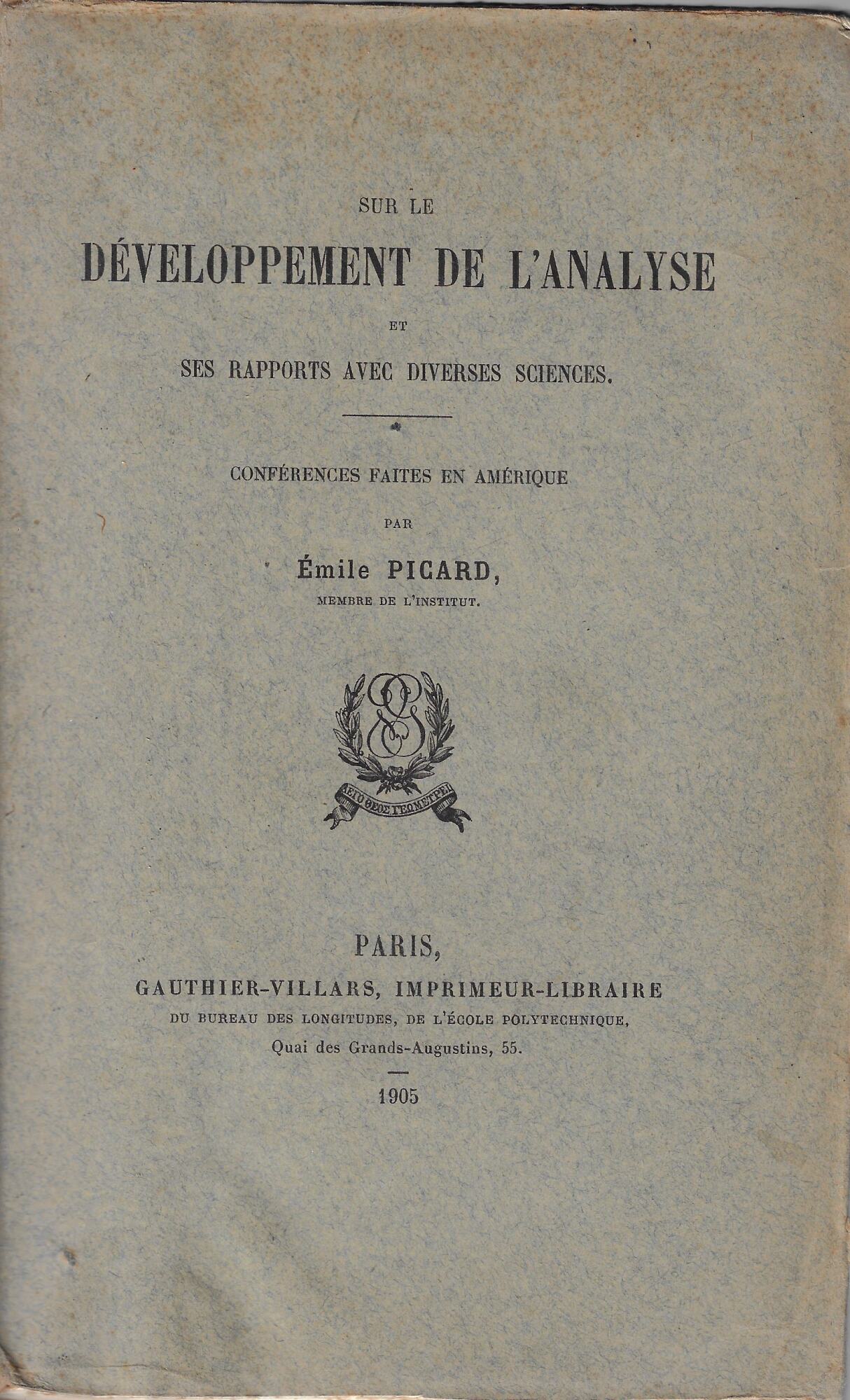 Sur le developpement de l'analyse et ses rapports avec diverses …