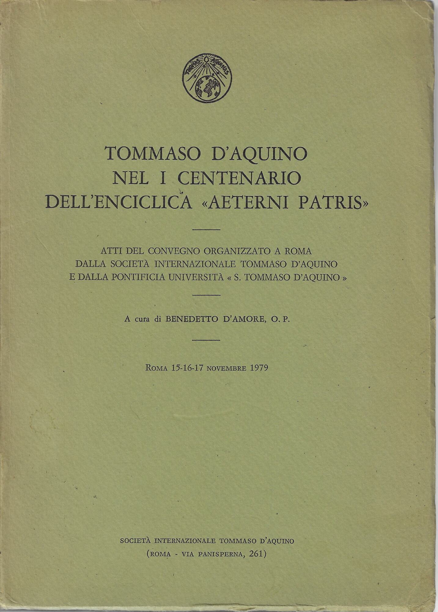 Tommaso d'Aquino nel I centenario dell'enciclica 'Aeterni Patris'