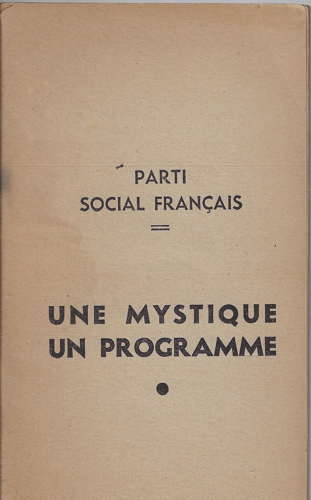 Une mystique- un programme