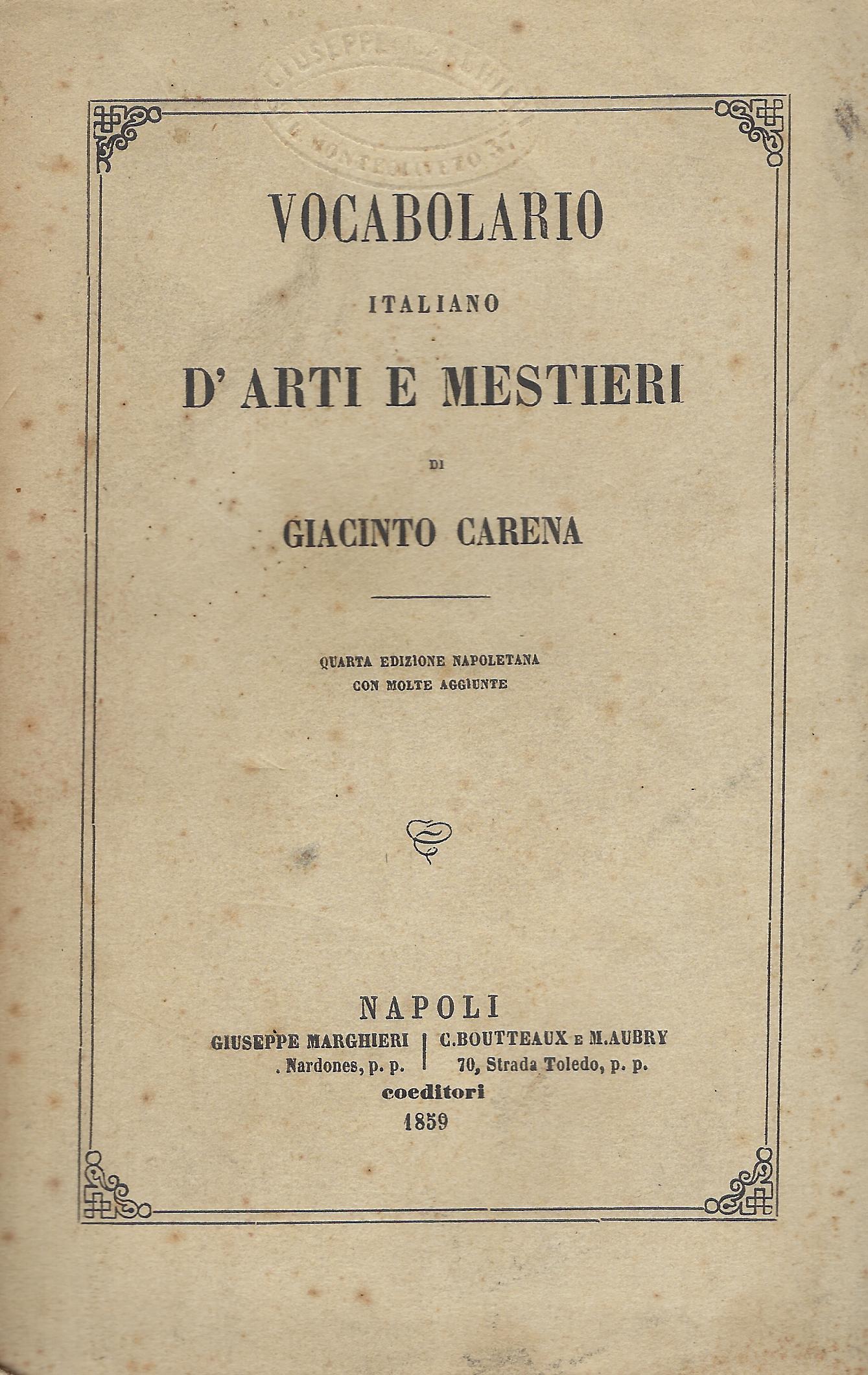 Vocabolario d'arti e mestieri