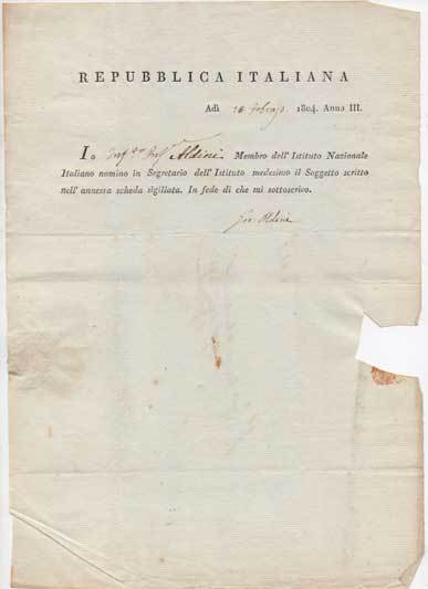 Documento a stampa con firma autografa datato 10 febbraio 1804, …