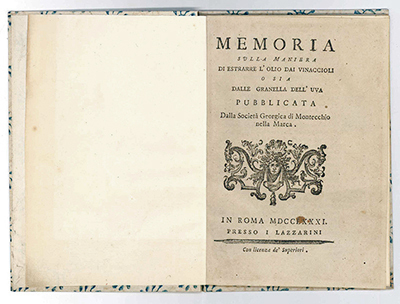 Memoria sulla maniera di estrarre l'olio dai vinaccioli o sia …