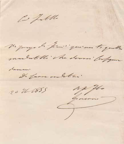 Breve lettera autografa firmata “Giacomo”