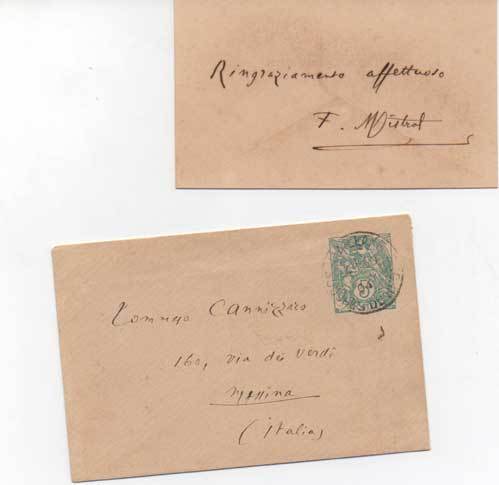 Biglietto da visita con annotazione e firma (a stampa) inviata …