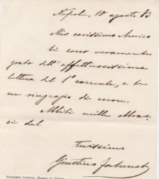 Breve lettera autografa firmata inviata ad un amico